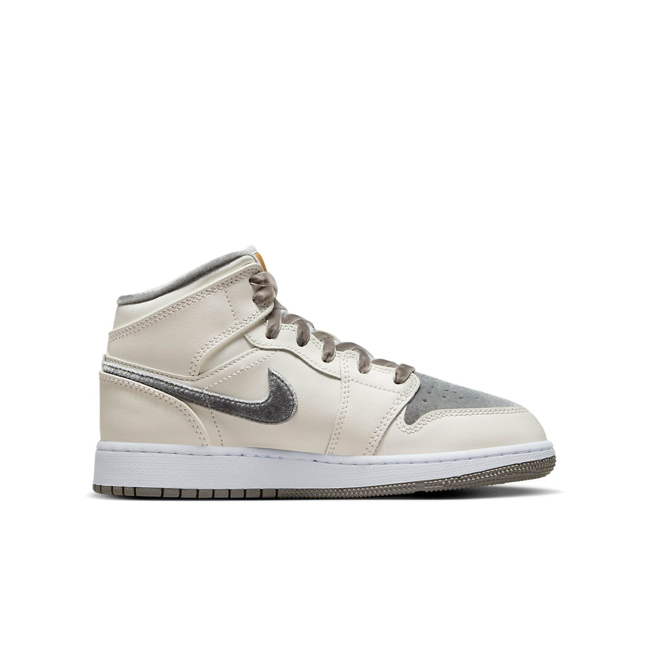 (GS) Air Jordan 1 Mid 'Grey Velvet Toe' FB9899-100