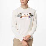 Men's LOUIS VUITTON x NIGO2 Crossover LV2 SS22 Dragon Cartoon Printing Pullover White 1A9GO3