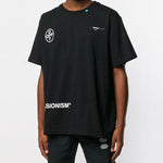 Men's Off-White Graffiti Arrow Pattern Short Sleeve Loose Fit Black T-Shirt OMAA038G20JER0071028