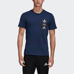 adidas Fra Ci Tee Soccer/Football Sports Embroidered Logo Printing Knit Short Sleeve Navy Blue FK3574