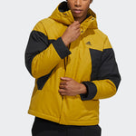 adidas Cb Bos Logo Jkt Contrast Color Stitching Hooded Down Jacket Yellow H23091