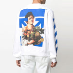 Off-White SS21 Arrows Pattern Stripe Printing Long Sleeves White OMBA025S21FLE0100140