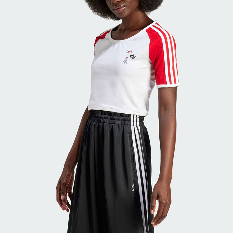 (WMNS) adidas Originals x Mickey Mouse 3-Stripes Icon For Her Baby T-Shirt Asia Sizing 'White Red' IY2268