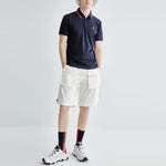FILA Logo Solid Color Sports Short Sleeve Knitted Polo Shirt For Men Blue F11M021121G-NV
