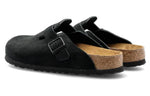 (WMNS) Birkenstock Boston Soft Footbed Suede Leather Narrow Fit Mules 'Black' 660473
