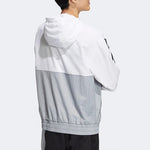 Men's adidas U Util Wb 2 Athleisure Casual Sports Woven Color Block Splicing Stripe Jacket White HN2423