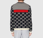 Gucci Men's GG Logo Striped Knit Sweater DarkBlue 496458-X9I07-4696