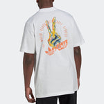 adidas originals Geometry Pattern Printing Logo Round Neck Short Sleeve White HT1658