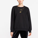 (WMNS) Nike Sportswear Embroidered Small Logo Fleece Lined Stay Warm Round Neck Pullover Hoodie Black CI9993-010
