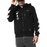 Off-White Printing hooded Zipper Jacket Black OMBE001E19E300051088