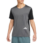 Men's Nike Colorblock Running Sports Training Breathable Round Neck Short Sleeve Black Gray T-Shirt DM4647-010