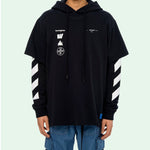 Off-White C/O Virgil Abloh Men'S Black Diag Mariana Hooded Tee OMAB033E191850051088