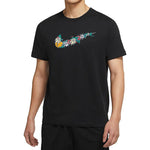 Men's Nike Flowers Large Logo Casual Sports Solid Color Round Neck Short Sleeve Black T-Shirt DV1215-010