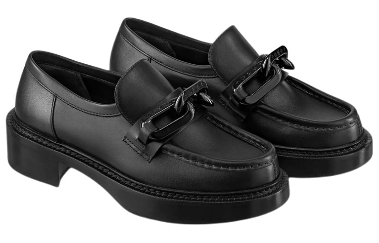 (WMNS) LOUIS VUITTON LV Academy Loafers 'Black with Chain' 1A9R6Y