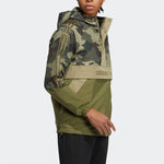 Men's adidas neo Camouflage Stripe Half Zipper Athleisure Casual Sports Jacket Olive Green HG9054