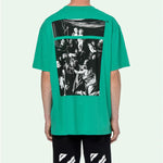 Men's Off-White Caravaggio Square Back Printing Short Sleeve Loose Version Green o Virgil Abloh Tee OMAA038S201850054488