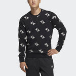 adidas Fi Bp1 Aop Swt Full Print Logo Sports Round Neck Pullover Black HE7447