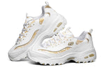 (WMNS) Skechers D lites 1.0 White/Gold 13091-WHT