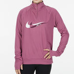 (WMNS) Nike DRI-FIT Half Zipper Quick Dry Reflective Sports Long Sleeves Deep Red T-Shirt DD6842-507
