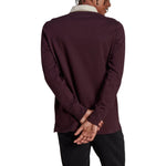 Men's adidas Solid Color Brand Logo Casual Long Sleeves Dark Sauce Purple Polo Shirt HC1274