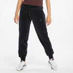 (WMNS) PUMA Iconic Embroidery Logo Knitting Trousers Black 532951-01