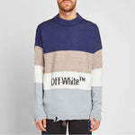 Off-White MultIcolor Wool Sweater Splicing Round Neck OMHE016E19E370323010