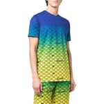Off-White SS22 Alphabet Geometry Pattern Full Print Gradient Short Sleeve Blue OMVA034S22FAB0018410