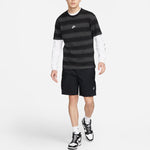 Men's Nike Brand logo Stripe Round Neck Short Sleeve Black T-Shirt DQ1117-010