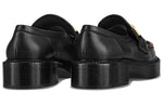 (WMNS) LOUIS VUITTON Academy Loafers 'Black with Brown Monogram and Gold Plate' 1A7TXN