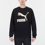 PUMA Bronzing Logo Sports Round Neck Pullover Black 535278-01
