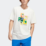 Men's adidas SS22 Pattern Printing Round Neck Short Sleeve White T-Shirt HM9247