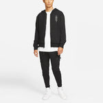 Men's Air Jordan Zion Alphabet Printing Retro Hooded Zipper Jacket Black DJ5870-010