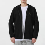 Men's Air Jordan Logo Casual Fleece Lined Hooded Thicken Sports Long Sleeves Black Jacket DC9607-010