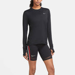 (WMNS) Nike Sports Running Round Neck Solid Color Long Sleeves Black T-Shirt CU3278-010