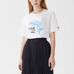 (WMNS) FILA Dolphin Printing Casual Sports Short Sleeve White F51W128107F-WT
