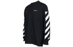 Men's Off-White SS22 Diag Alphabet Stripe Pattern Pullover Long Sleeves Loose Fit Black T-Shirt OMAB064C99JER0011001