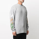 Off-White SS21 Logo Printing Stripe Knit Gray OMHA036R21KNI0017284