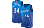 Men's Nike NBA SW Fan Edition Milwaukee Bucks 20-21 City Limited No.34 Basketball Blue Jersey CN1743-408