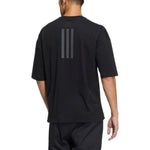 adidas Logo Splicing Round Neck Pullover Short Sleeve Unisex Black T-Shirt HE7346