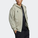 Men's adidas Logo Printing Big Pocket Sports Hooded Jacket Leather Gray H39301