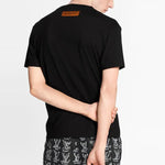 Men's LOUIS VUITTON Logo Printing Round Neck Short Sleeve Black 1A8GV6