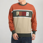 PUMA Casual Round Neck Colorblock Sports Gray Green Brown Colorblock 530710-12