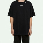 Off-White Wavy Line White T-Shirt Printing Short Sleeve Loose Fit Black OMAA038R201850041001