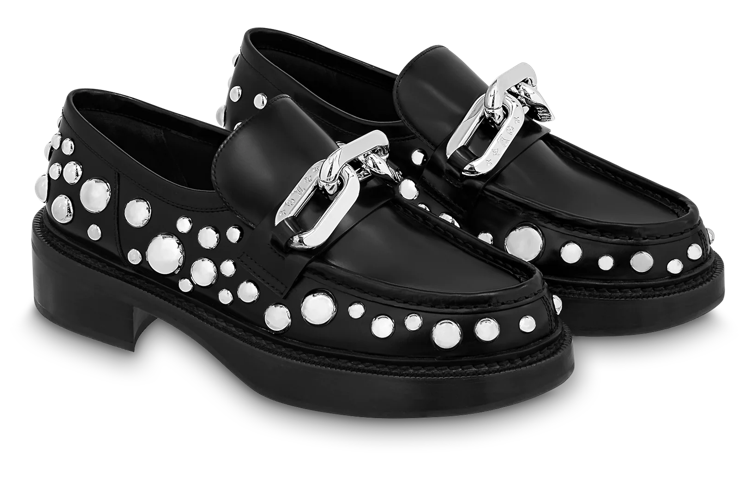 (WMNS) LOUIS VUITTON x YK Academy Loafers 'Black with White Dots' 1AB9KB