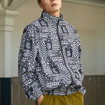 Vans SS22 Grid Full Print Jacket Couple Style Black VN0A5H9T7TO