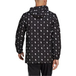 Men's adidas SS22 Solid Color Logo Full Print Long Sleeves Hooded Jacket Black HB6013