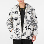 adidas neo x SESAME STREET Crossover Limited Full Print Polar Fleece Long Sleeves Jacket White HD7298