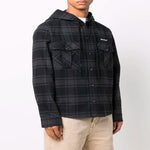 Off-White SS22 Plaid hooded Long Sleeves Shirt Version Black OMGA225C99FAB0010701