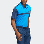 Men's adidas Colorblock Logo Golf Sports Short Sleeve Blue Polo Shirt HE3163