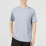 Men's adidas Stripe Logo Sports Training Round Neck Short Sleeve Blue T-Shirt HC4239